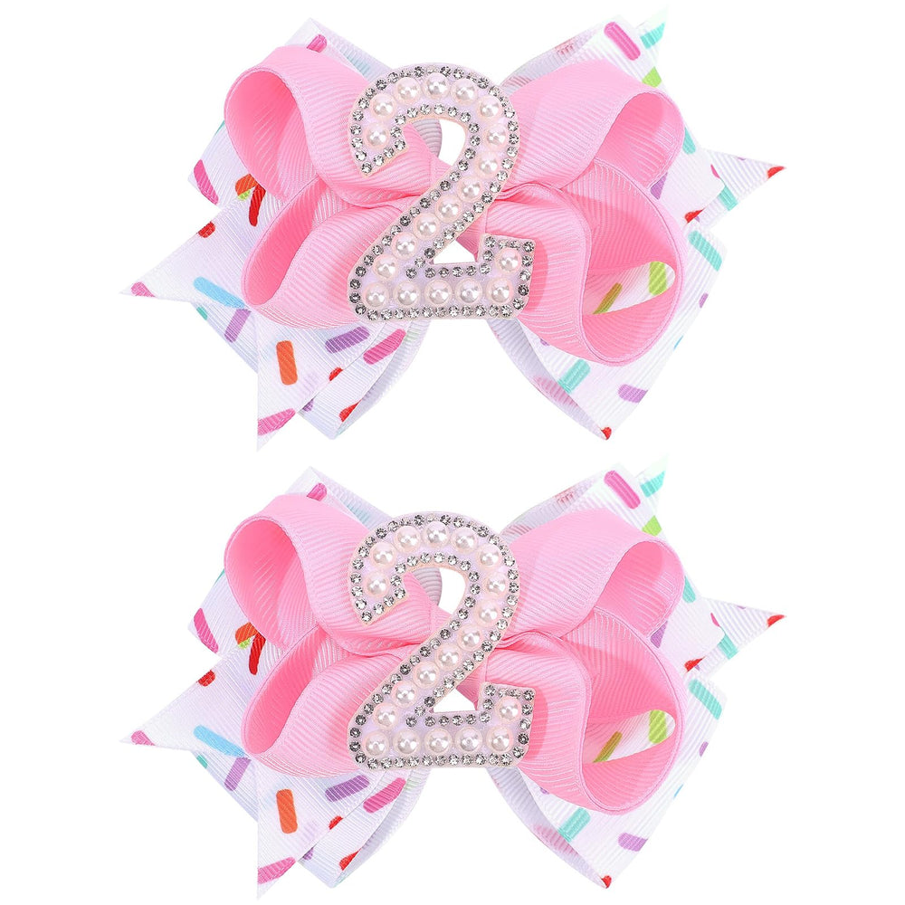 TOKUFAGU lazo rosa para cabello de bebé con destellos, ideal para fotos de cumpleaños.