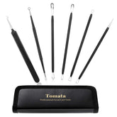 Tomata kit extractores puntos negros 6 piezas en estuche de cuero, para uso doméstico seguro.