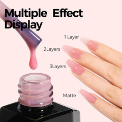 Esmalte rosado translúcido de TOMICCA para uñas con acabado brillante