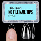 TOMICCA Uñas tips almendra media, cobertura clara para extensión.