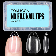 TOMICCA puntas de uñas almendra corta en caja, fácil selección de tamaño