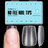 Puntas de uñas coffin extra corto de TOMICCA listas para aplicación rápida sin capa base