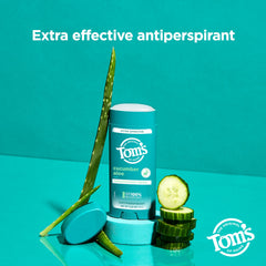 Tom’s of Maine desodorante pepino aloe, empaque visible para el paquete de dos y cuidado consciente