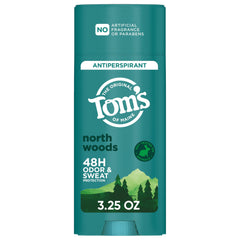 Desodorante en bastón Tom’s of Maine North Woods, protección de 48 horas diaria.