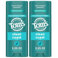 Tom’s of Maine Costa Limpia desodorante, 2 unidades, natural sin aluminio