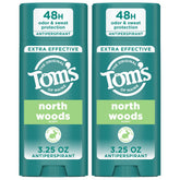Tom's of Maine North Woods antiperspirant bottle with 48-hour protection for daily use.