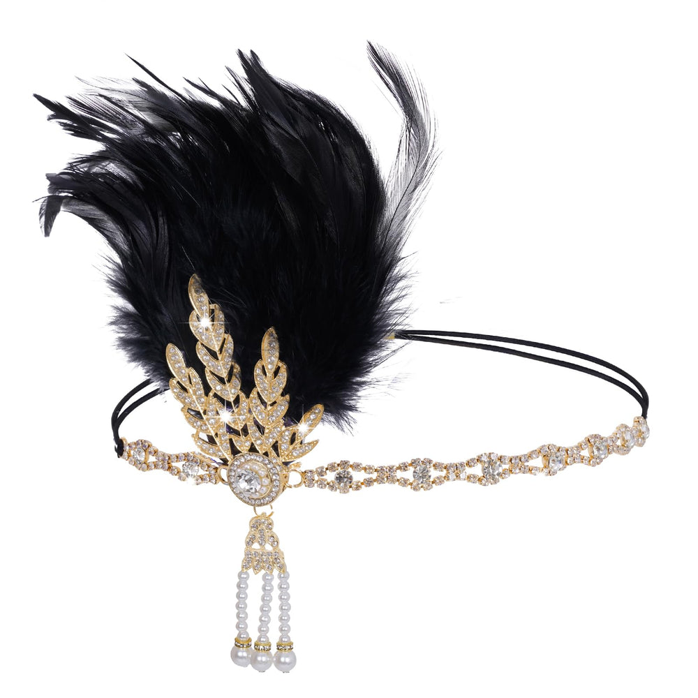 Diadema Tongcloud Flapper con cristales, ideal para un look elegante de los años 1920.