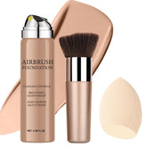 Topcent Airbrush Foundation Spray: botella muestra cobertura total y acabado natural