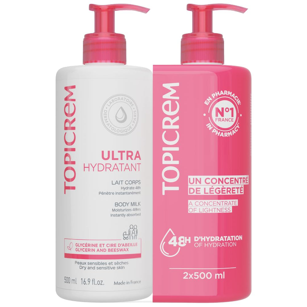 Topicrem Lait Corps Ultra-Hydratant: hydratation durable pour peau sèche.