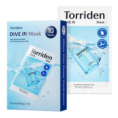 Torriden Dive In mascarilla hialurónica en envase, hidratación constante para la piel.