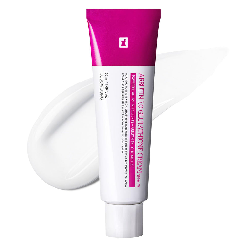 TOSOWOONG Arbutin 7% Crème: bouteille et etiquette, soin ciblé.