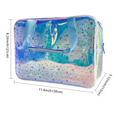 TotePrint bolsa TPU holográfica azul para viaje, resistente y duradera.