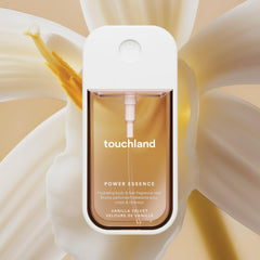Touchland Vanilla Velvet compact-capless spray enables easy, rapid application.