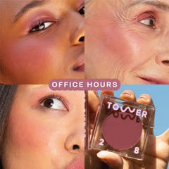 Tower 28 BeachPlease muestra tono Hora de Oficina para labios y mejillas.