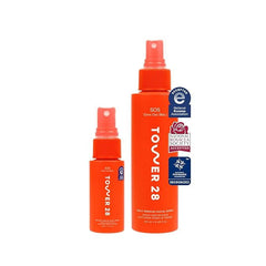Tower 28 SOS Rescate Facial en botella mostrando uso suave para calmar irritación