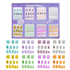 Townley Girl uñas postizas 96 piezas brillos y metalizados para un look rapido