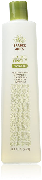 Champú Trader Joe's en botella de 473 ml con árbol de té y menta para limpieza suave