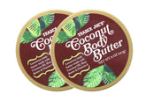 Manteca corporal de coco de Trader Joe's en bote, hidratación suave para la piel.