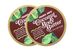 Manteca corporal de coco de Trader Joe's en bote, hidratación suave para la piel.