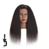 Traininghead: cabeza de maniquí con pelo real negro para prácticas de peluquería