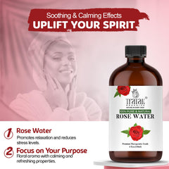 TRATAK ORGANICS agua de rosas hidratación de piel y sensación refrescante.
