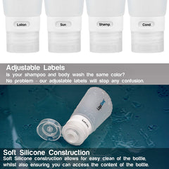 LiquiSnugs TravelSnugs: etiquetas ajustables para evitar confusiones en el viaje.