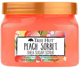 Tree Hut Peach Sorbet exfoliante: textura suave para piel sedosa.