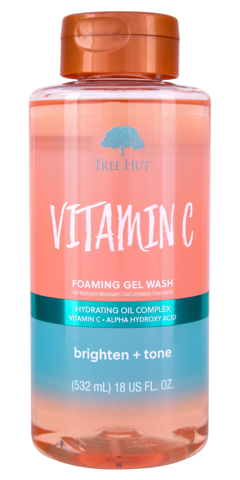 Tree Hut Vitamina C Gel Ducha Espumoso en botella, aroma cítrico duradero para la piel