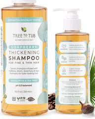 Tree to Tub Biotin Shampoo para cabello fino en botella con volumen