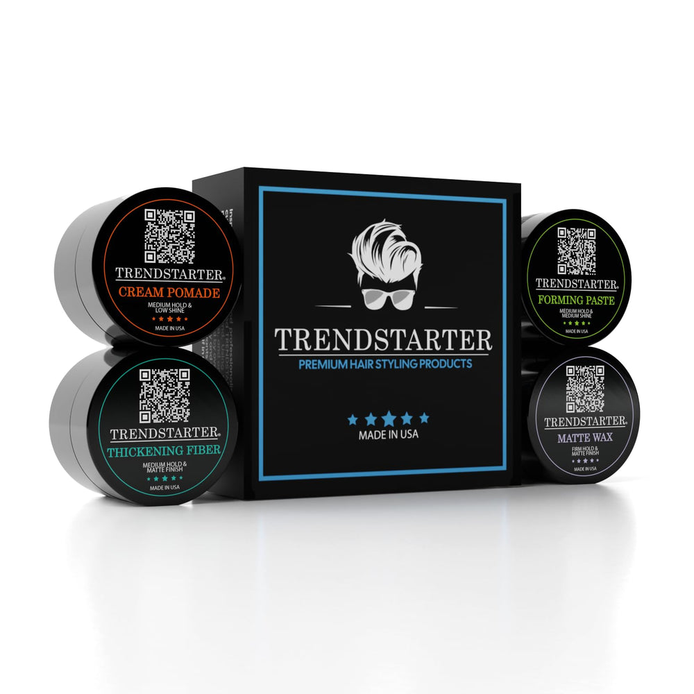 TRENDSTARTER crema-pomada: frasco compacto para uso diario y estilo suave.