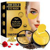 Treondexir 24K gold eye masks packaged for quick under-eye refresh.