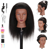 Treosida: cabeza modelo con pelo humano real de 18 pulgadas para prácticas de peinado.