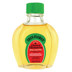 Tres Flores Brillantina, botella de 4 oz, para peinado con brillo intenso.