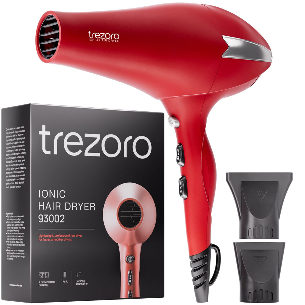 TREZORO secador profesional con HeatPro para secado rápido y flujo concentrado.