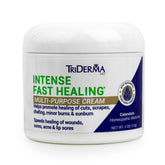 TriDerma crema curación intensa rápida en frasco, acción suave para irritaciones menores.