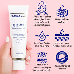 Ingredientes aloe y zinc en TriDerma Post Laser Aloe & Zinc para humectación.