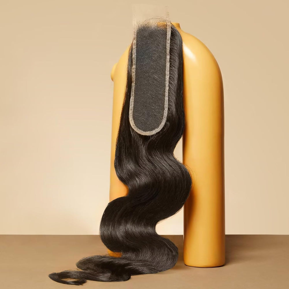 Cierre de lace HD real suizo Triippy 2x6, aspecto natural y menor deshilachado para peinados duraderos.