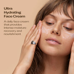 Trilogía crema para rostro, muestra de textura rica para piel seca y confort.