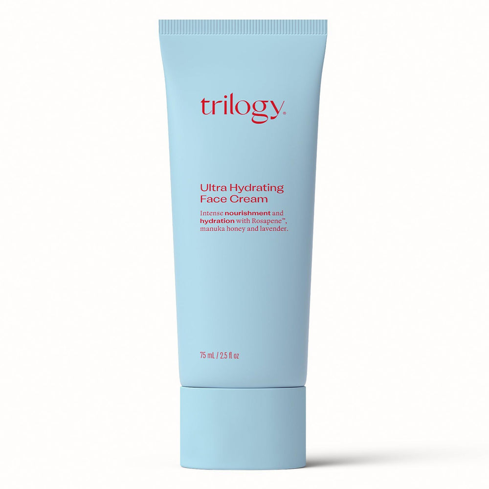 Trilogía crema para rostro hidratante en botella, ideal para hidratación profunda diaria.
