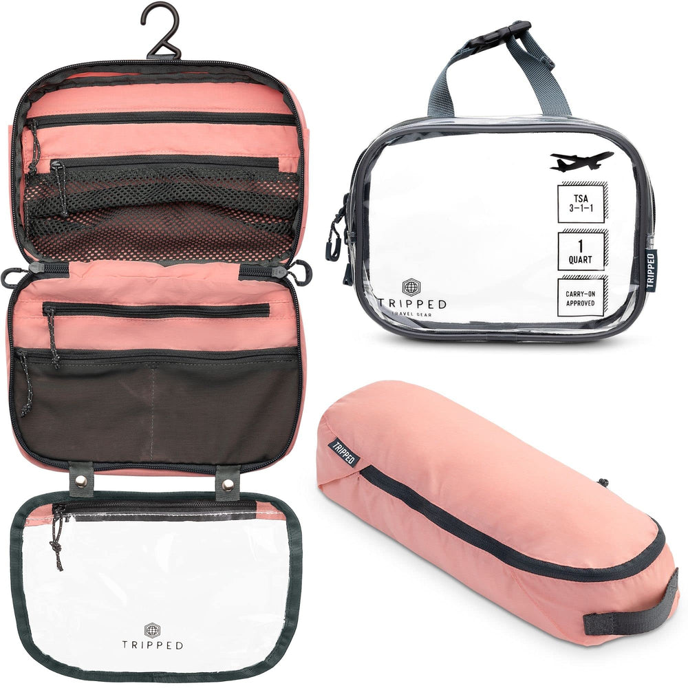 TRIPPED bolsa de higiene colgante en rosa polvoriento para viajes organizados