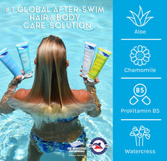 TRISWIM champú para nadadores: elimina cloro y deja el cabello suave.