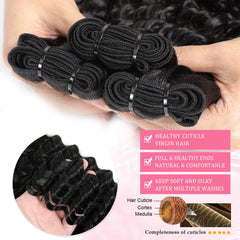 Troskamar, cabello virgen ondulado profundo, sin enredos para peinados duraderos.