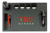 TRU BARBER tapete organizador 18x13, vista frontal, organiza herramientas con claridad.