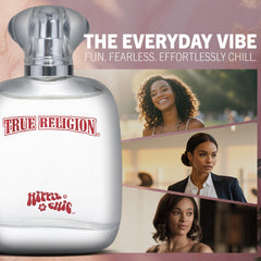 Botella True Religion Hippie Chic en primer plano, ideal para ocasiones especiales.