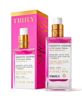 Serum Truly Smooth Legend en botella, hidrata tras afeitado para piel suave.