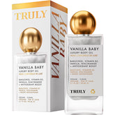 Truly Vanilla Baby: bote del aceite corporal, hidratación lujosa para la piel.