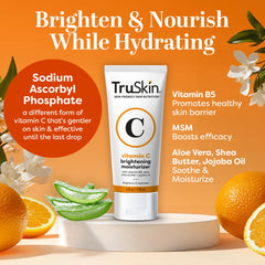 TruSkin crema vitamina C, textura cremosa en palma, ideal para uso diario.