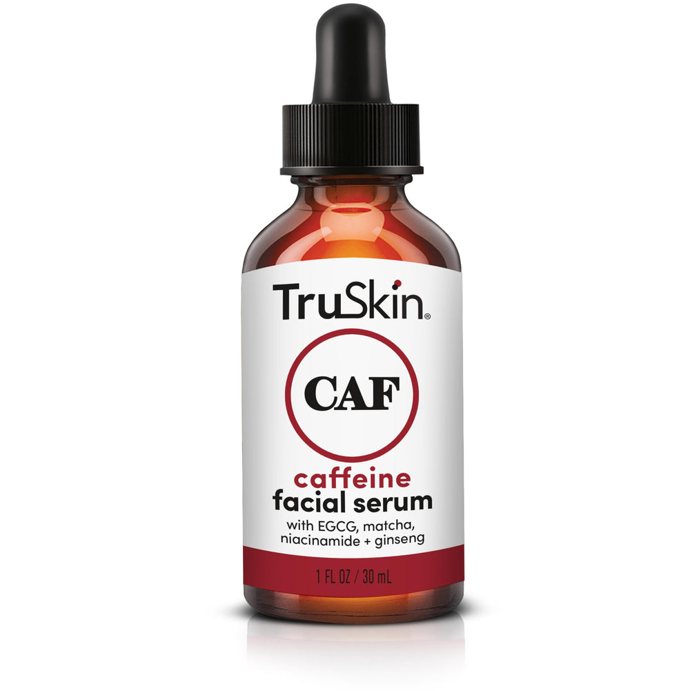 TruSkin serum cafeína para rostro y ojos, mejora apariencia de ojeras y hinchazón.