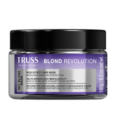 TRUSS Blond Revolution mascarilla rubio, empaque frontal, realza brillo y vitalidad capilar.