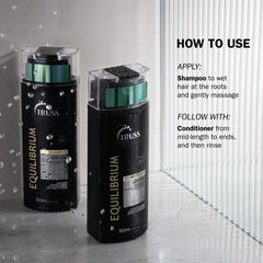 Cheveux plus brillants et plus doux après le lavage avec TRUSS Equilibrium.